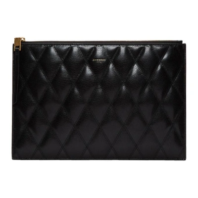 Shop Givenchy Black Quilted Medium Gv3 Pouch In 001 Black