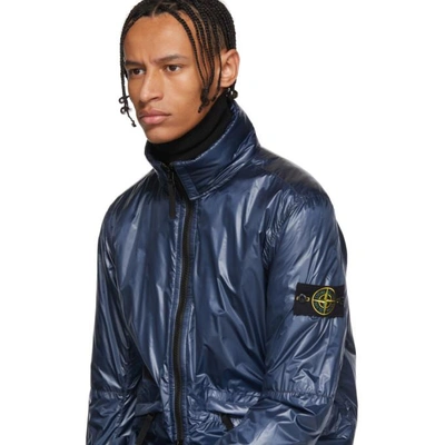 Stone Island Navy Shiny Jacket In V0020 Navy | ModeSens