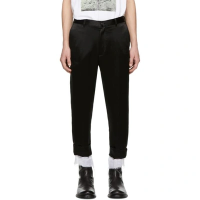 Shop Ann Demeulemeester Black Dropped Inseam Trousers