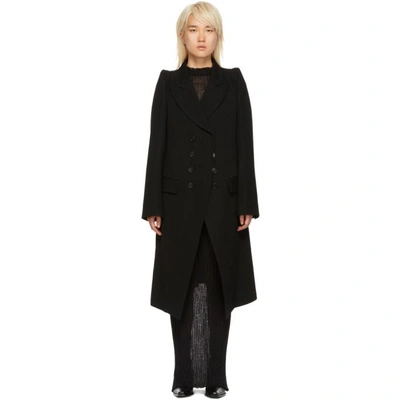 Shop Ann Demeulemeester Black Wool Button-up Coat In 099 Black