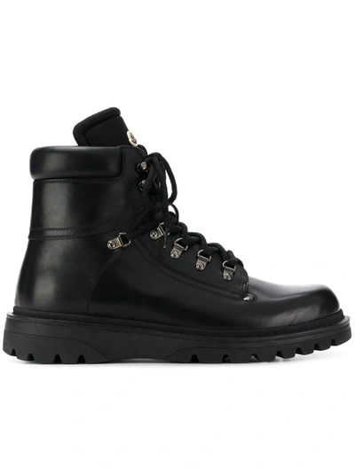 Shop Moncler Leather Ankle Boots - Black