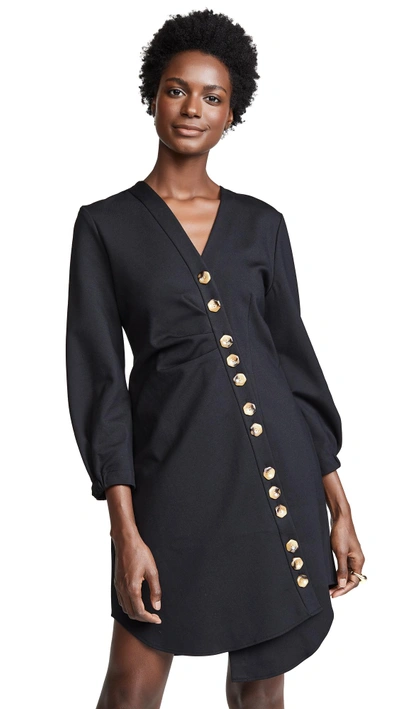 Shop Tibi Asymmetric Shirt Dress In Black