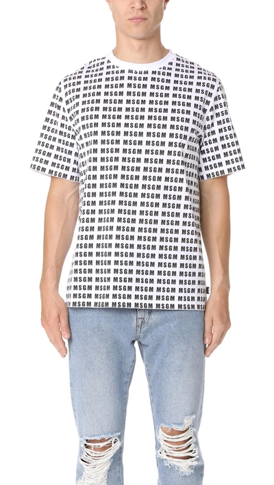 Shop Msgm Allover Print Tee In White