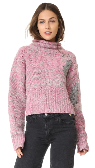 Shop 3.1 Phillip Lim / フィリップ リム Plaited Tweed Cropped Pullover In Candy Pink