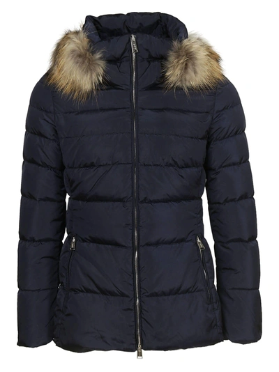 Shop Add Fur Trimmed Ped Jacket In Blu Navy
