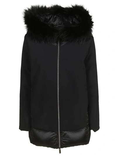 Shop Rrd - Roberto Ricci Design Fur Trim Hooded Jacket In Nero