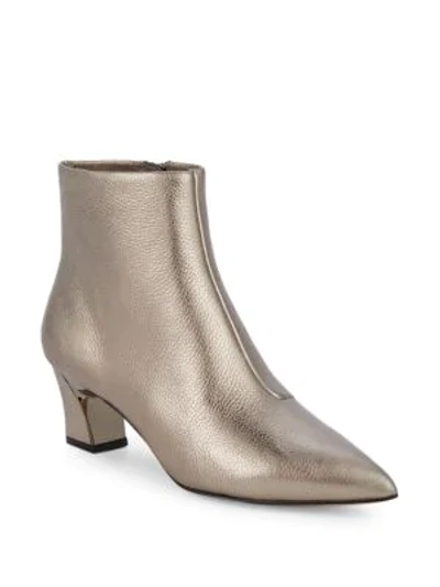 Shop Karl Lagerfeld Aurora Metallic Heel Ankle Boots In Gunmetal