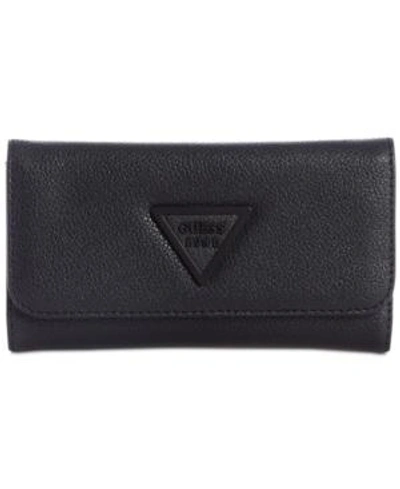 Shop Guess Lauri Boxed Slim Clutch Wallet In Black/matte Black