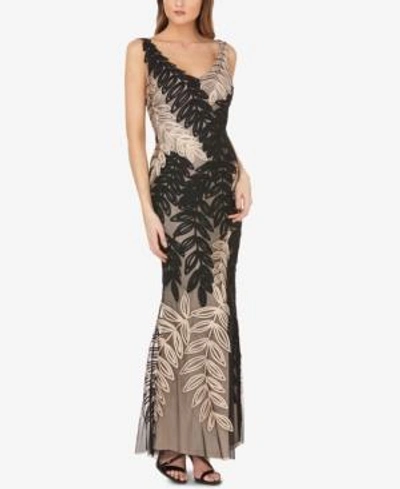 Shop Js Collections Two-tone Soutache Gown In Black/gold