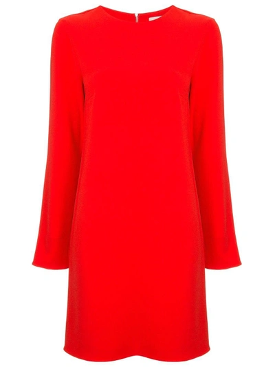 Shop Tibi Longsleeved Shift Dress In Red