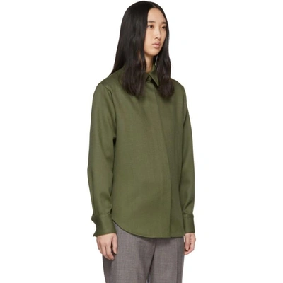 Shop Victoria Beckham Green Belted Drape Shirt In Military Gr