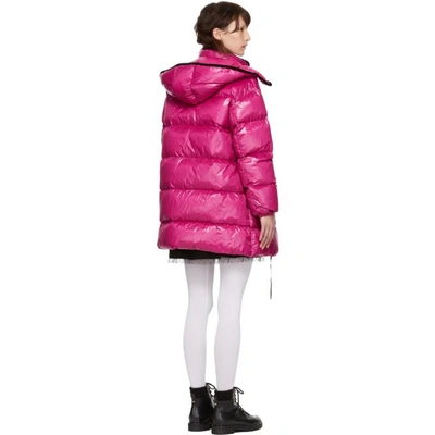 Shop Red Valentino Pink Down Glossy Coat In Fa9 Magenta