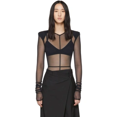 Shop Ann Demeulemeester Black La Fille Do Edition Soft Tulle Constructed Bodysuit