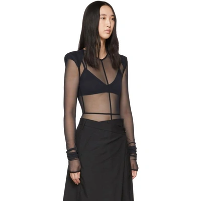 Shop Ann Demeulemeester Black La Fille Do Edition Soft Tulle Constructed Bodysuit