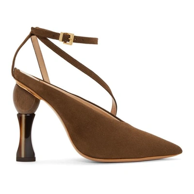 Shop Jacquemus Brown Les Chaussures Faya Heels In Brown Suede