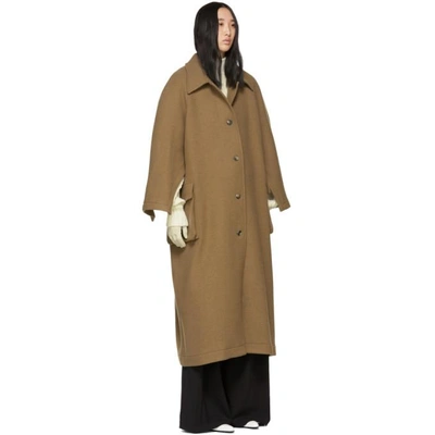 Shop A.w.a.k.e. Tan Open Raglan Sleeve Coat In Butterscotc