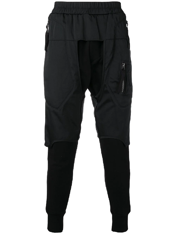Julius Dropped Crotch Cropped Trousers - Black | ModeSens