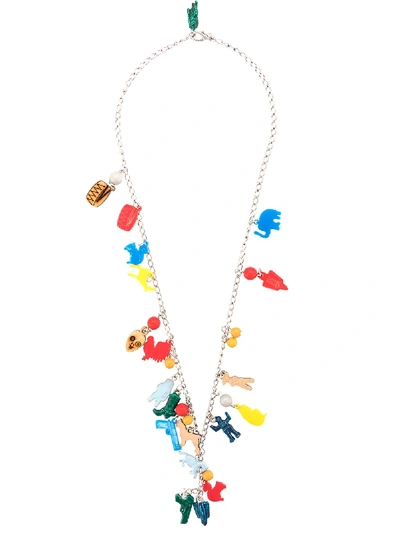 Shop Marni Long Charm Necklace In Multicolour