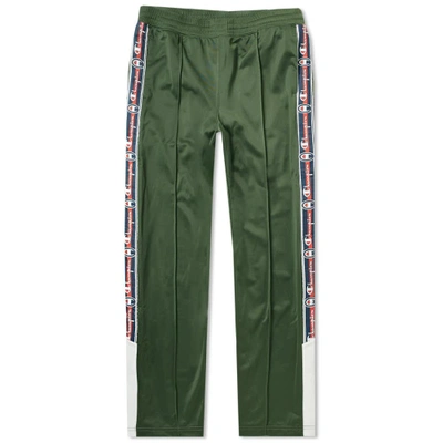 Shop Champion Reverse Weave Popper Taped Track Pant In Green