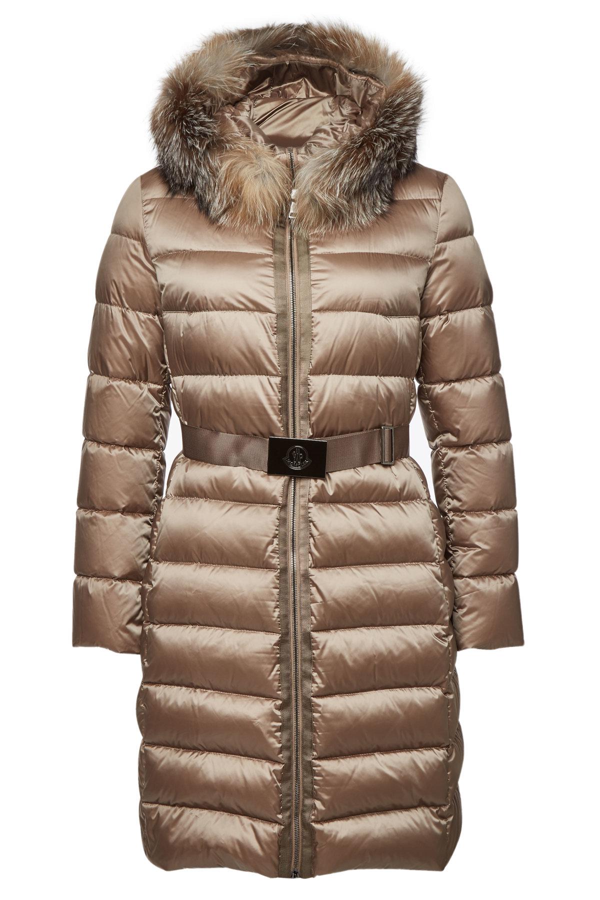 Moncler Tinuviel Quilted Down Coat With Fur-trimmed Hood In Beige | ModeSens
