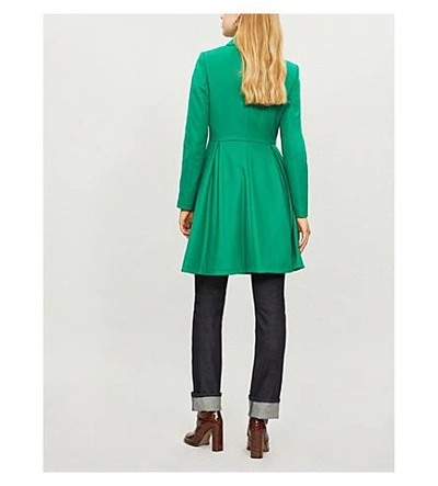 Shop Ted Baker Blarnch Scalloped Wool-blend Coat In Bright Green