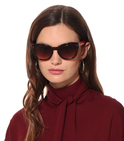 Shop Valentino Cat-eye Sunglasses In Brown