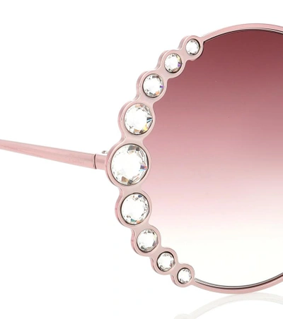 Shop Fendi Embellished Round Sunglasses In Pink