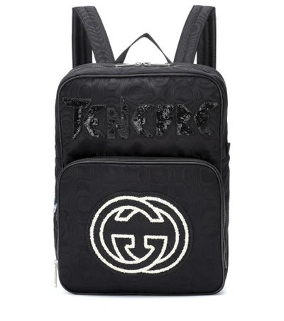 Shop Gucci Embroidered Medium Backpack In Black