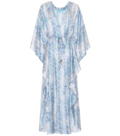 Shop Melissa Odabash Robin Printed Silk-blend Kaftan In Blue