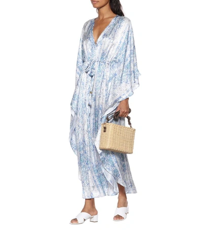 Shop Melissa Odabash Robin Printed Silk-blend Kaftan In Blue