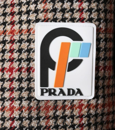 Shop Prada Houndstooth Wool-blend Coat In Multicoloured