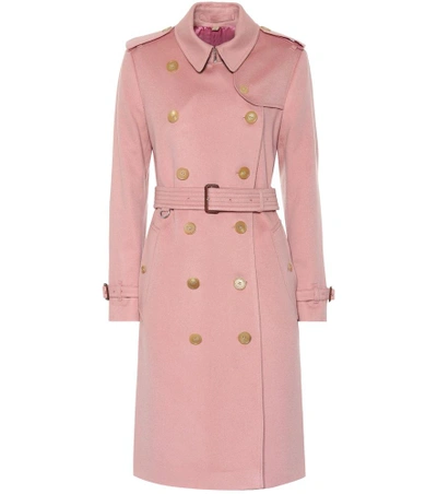 Shop Burberry Cashmere Trench Coat In Pink