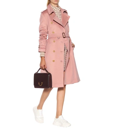 Shop Burberry Cashmere Trench Coat In Pink