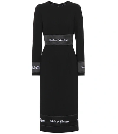 Shop Dolce & Gabbana Virgin Wool Midi Dress In Black