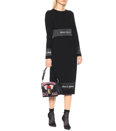 Shop Dolce & Gabbana Virgin Wool Midi Dress In Black