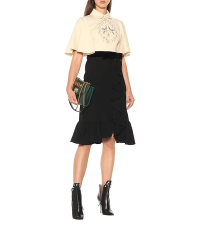 Shop Gucci Embroidered Midi Dress In Black