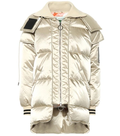 Shop Off-white Oversized Puffer Coat In Beige