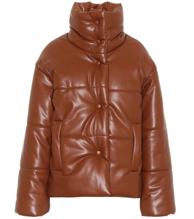 Shop Nanushka Hide Faux Leather Puffer Jacket In Brown