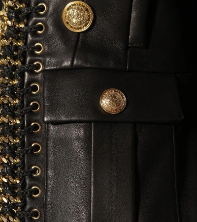 Shop Balmain Embellished Leather Jacket In Black