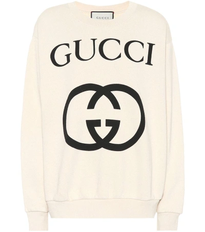 Shop Gucci Printed Cotton Sweater In White