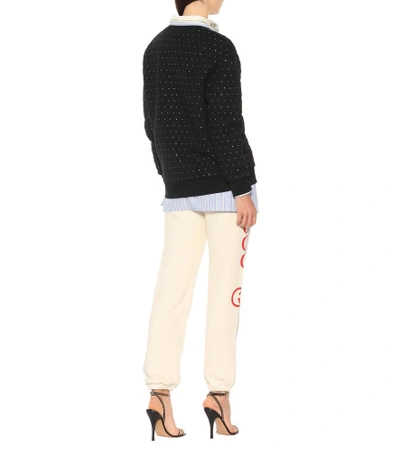 Shop Gucci Embellished Cotton Sweater In Black