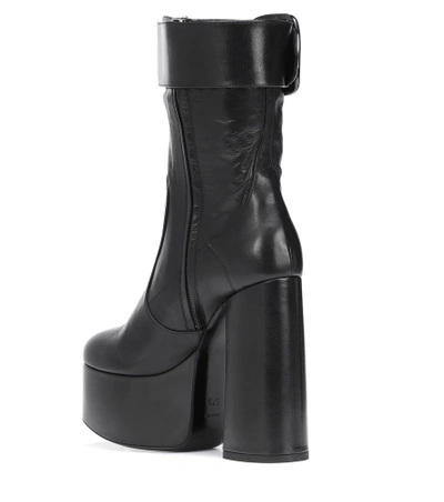 Shop Saint Laurent Billy Platform Leather Ankle Boots In Black