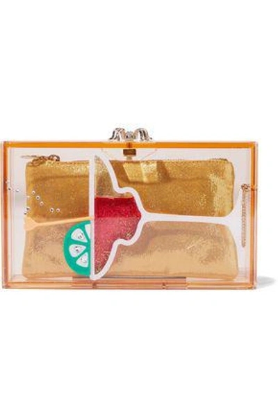 Shop Charlotte Olympia Woman Pandora Cocktail Embellished Perspex Box Clutch Yellow