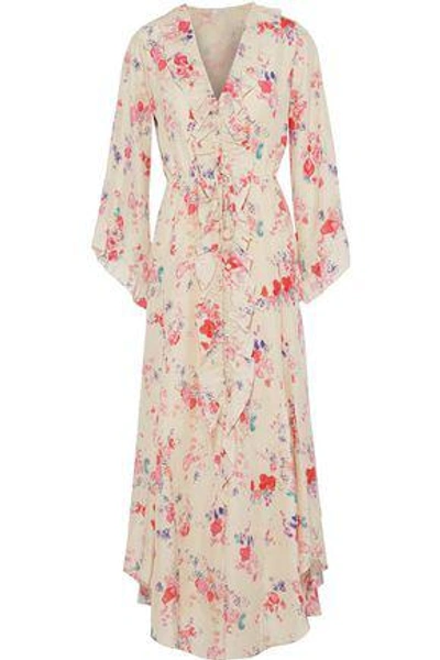 Shop Vilshenko Woman Madison Floral-print Silk Crepe De Chine Midi Dress Cream