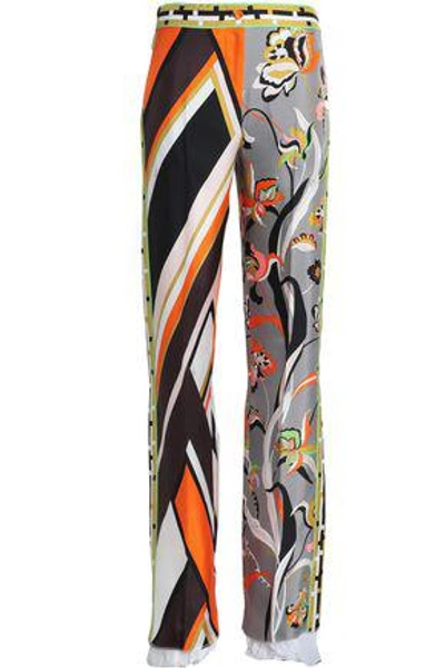 Shop Emilio Pucci Printed Silk-twill Straight-leg Pants In Multicolor