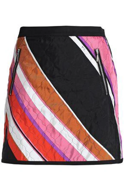 Shop Emilio Pucci Printed Quilted Cotton And Silk-blend Twill Mini Skirt In Multicolor