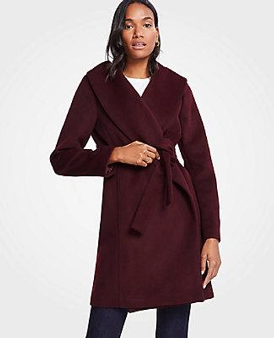 Shop Ann Taylor Shawl Collar Wrap Coat In Plum Raisin