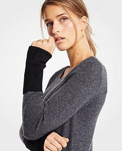Shop Ann Taylor Colorblock Sweater In Gravel Melange