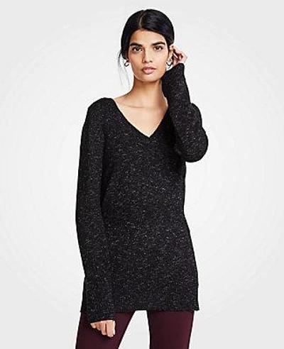 Shop Ann Taylor Petite Ribbed V-neck Sweater In Black