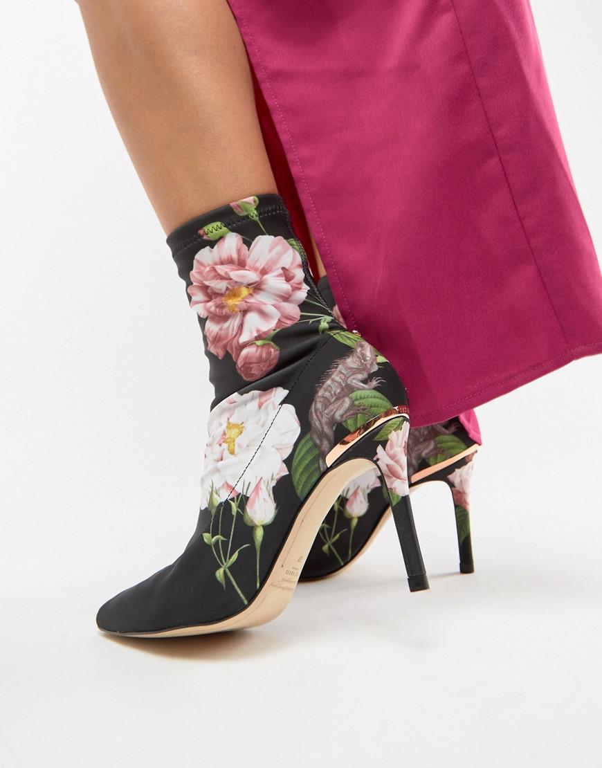 floral heeled boots
